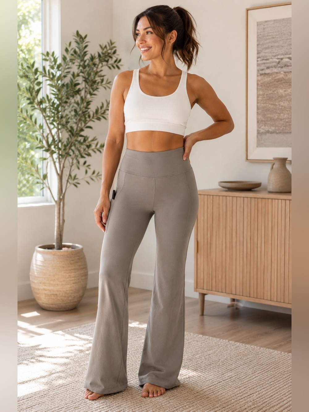 Velocity High-Rise Flared Yoga Pants in Sage Green